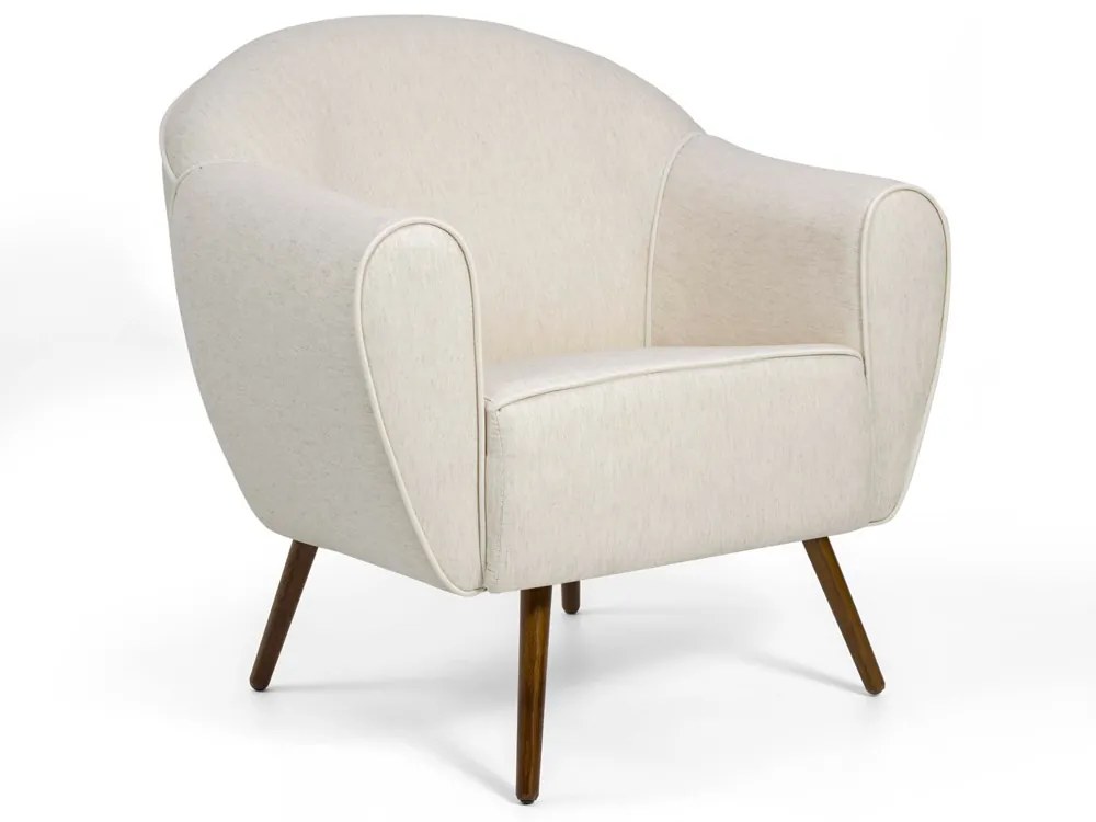 Poltrona Decorativa Nara Jacar Bege B-298 Pés Palito Madeira D07 - D'Rossi