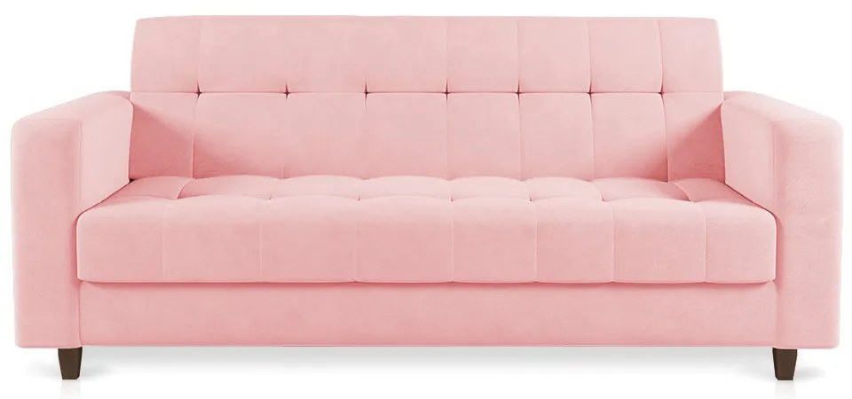 Sofá 03 Lugares Arezzo Suede Pés Chanfrado Tabaco - D'Rossi - Rosa Bebê