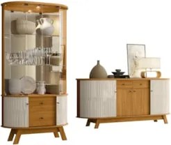 Cristaleira de Vidro Eva e Buffet Monica Z10 Off/Cinamomo - Mpozenato