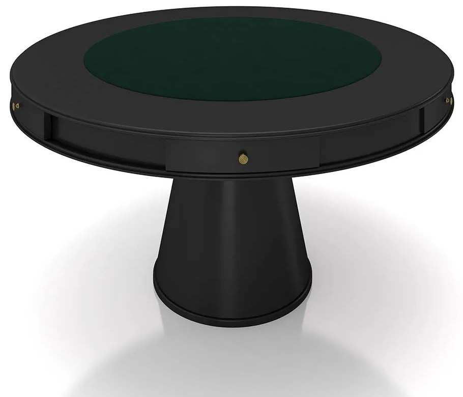 Mesa de Jogos Carteado 6 Lugares Bellagio com Gavetas e Tampo Reversível Base Cone com Tecido Preto/Verde G42 - Gran Belo