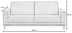 Sofá Living 180cm 3 Lugares Kayrós D05 Suede Bege - Mpozenato