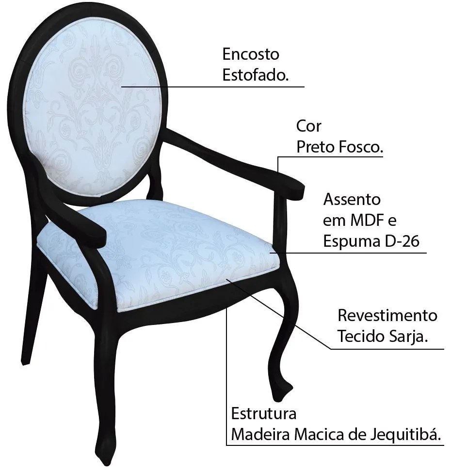 Poltrona Decorativa Sala de Estar Base Madeira Maciça Adrie Sarja Bege/Preto Fosco G36 - Gran Belo