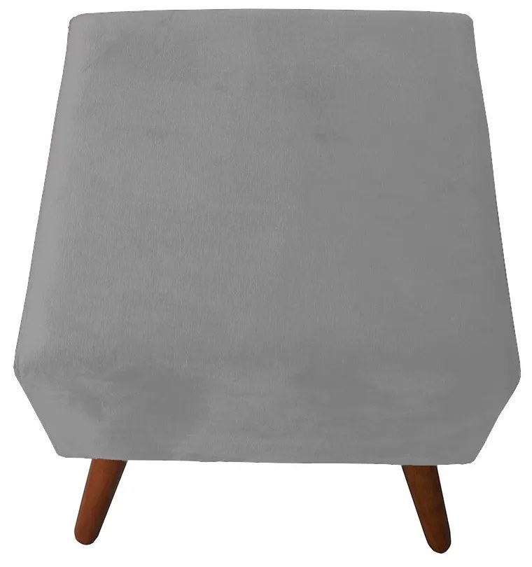 Puff Decorativo Quadrado Malu com Pés Palito Suede Cinza