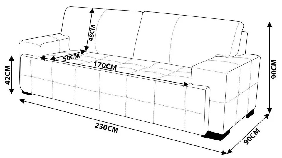 Sofá 3 Lugares Sala de Estar Roma 230 cm Couro Off White G58 - Gran Belo