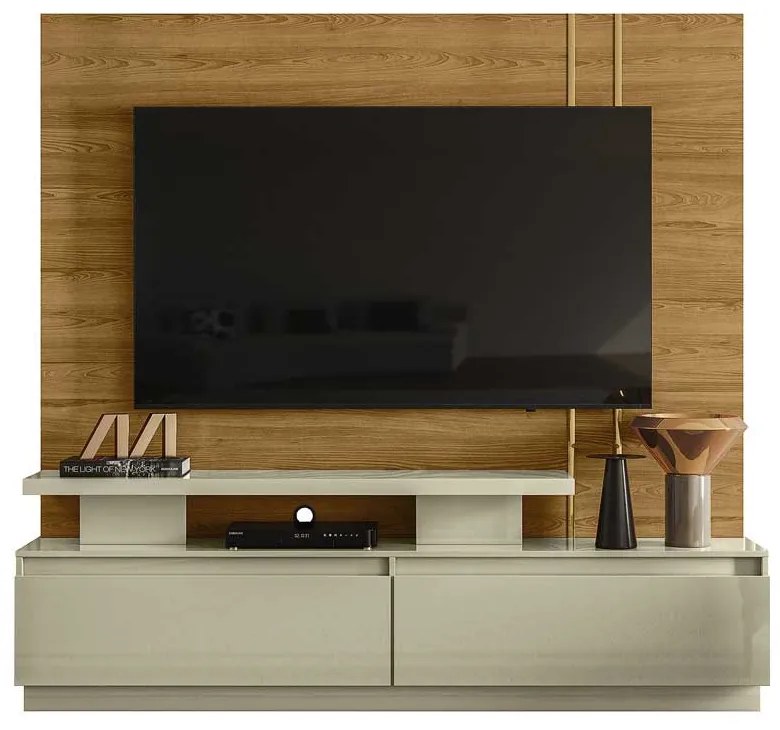 Home Theater Braun 2 Gavetas MDP até 75 Cumaru/Opala G97 - Gran Belo