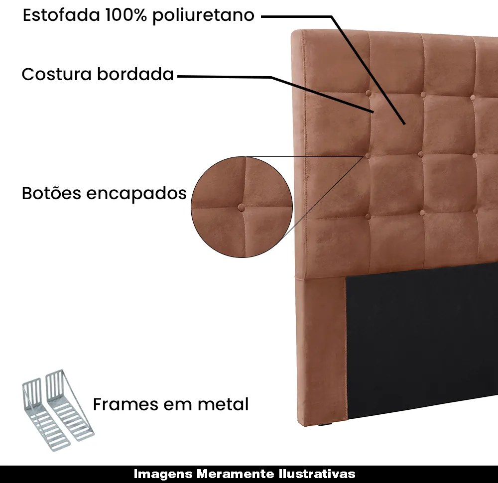 Cabeceira Decorativa Casal 1,40M Tropea Veludo Cobre G63 - Gran Belo