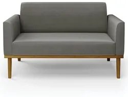 Sofá Namoradeira e 2 Poltronas Base Madeira Castanho Maressa Suede Gra