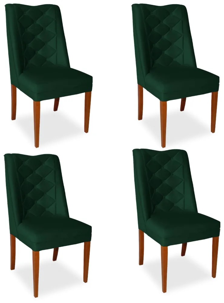 Kit 4 Cadeiras de Jantar Micheli Suede Verde Bandeira