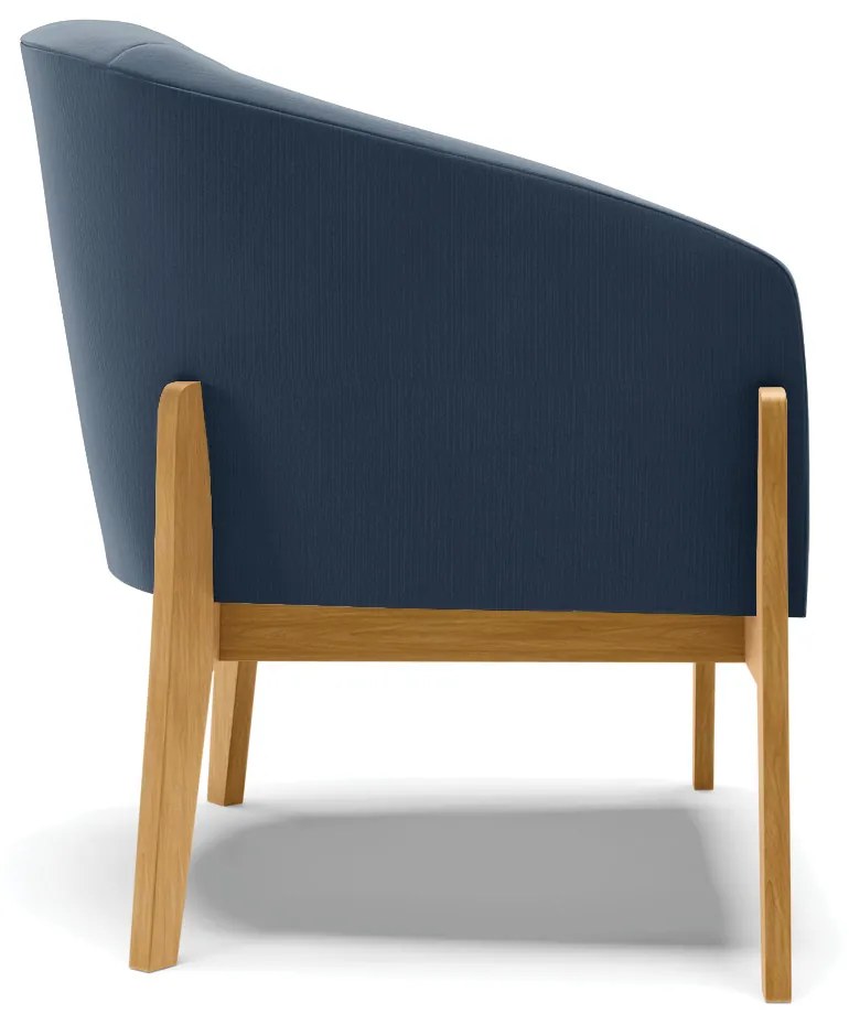 Poltrona Decorativa Base de Madeira Stella Suede Azul M D03 - D'Rossi