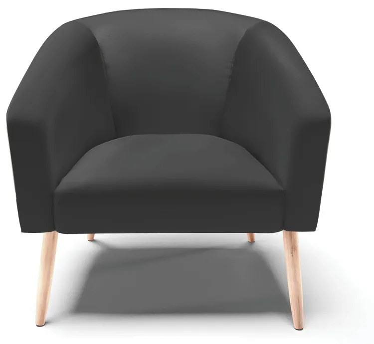 Poltrona Decorativa Pé Palito Natural Stella Sintético Preto D03 - D'Rossi