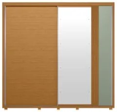 Guarda Roupa Casal 240cm com Espelho Aline Flex A02 Off/Sálvia - Mpoze