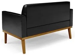 Sofá Namoradeira e 2 Poltronas Base Madeira Castanho Maressa Sintético