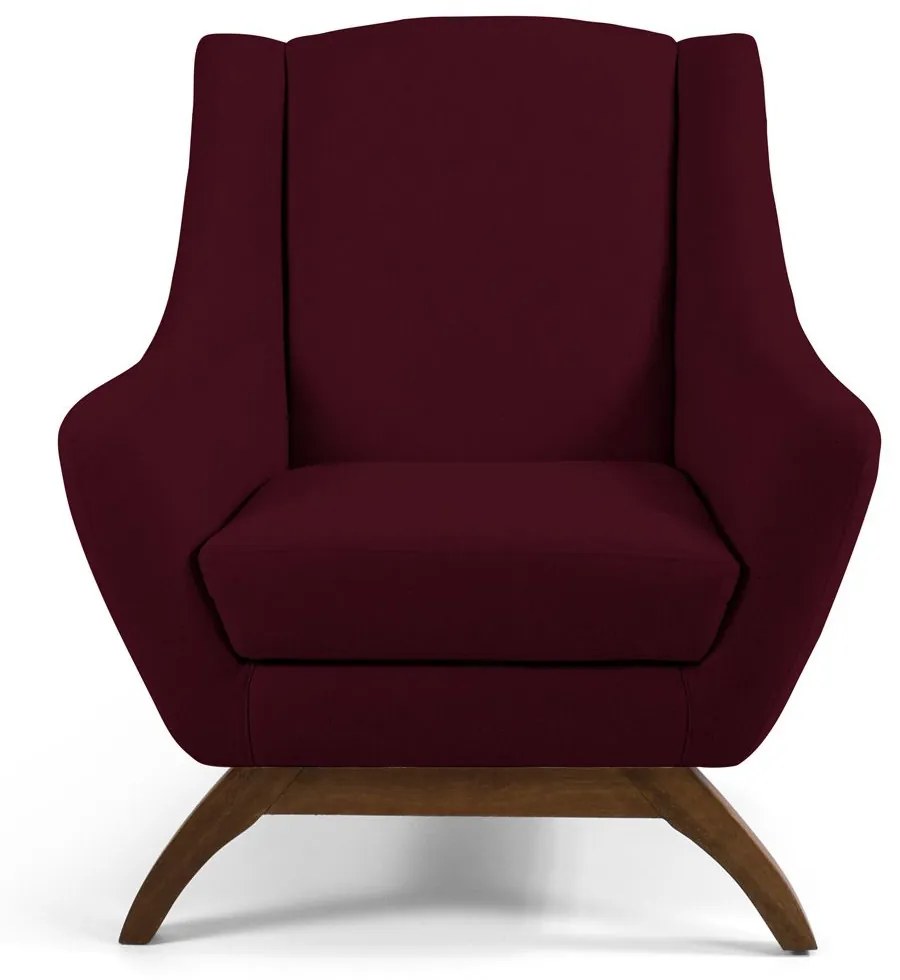 Kit 02 Poltronas Decorativas Sala de Estar Base de Madeira Naomi Veludo Marsala G15 - Gran Belo