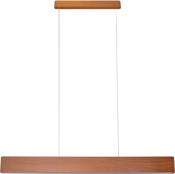 Pendente Led Madeira Castanho 18W 2690Lm 3000K Rettangolare