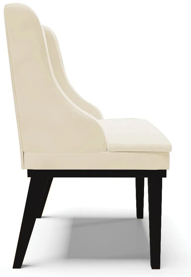 Kit 06 Cadeiras de Jantar Liz Veludo Bege Base Fixa Madeira Preto D03 - D'Rossi