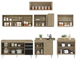Armário de Cozinha Modulado de Canto 7 Peças CP22 Balcão sem Tampo Cas