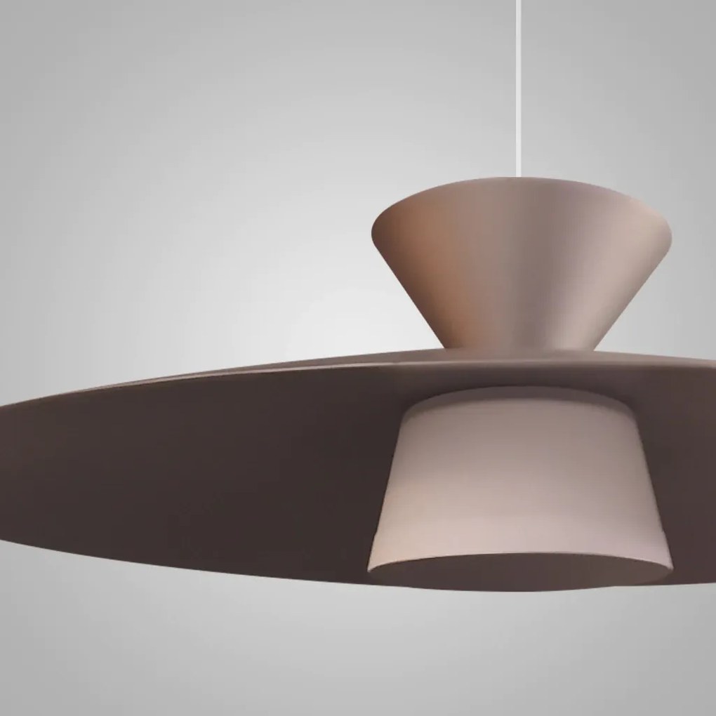 Pendente Rebatedor Ø50X30Cm Disco Curvo Alumínio 01Xled 9W 2700K - Old... (COBRE FOSCO, 110v)
