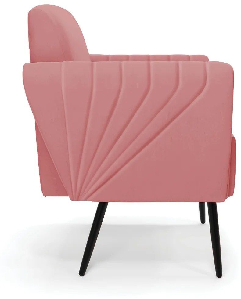 Sofá Namoradeira com 2 Poltronas Pés Palito de Ferro Bruna Suede - D'Rossi - Rose