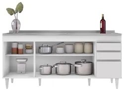 Balcão Gabinete Com Pia 180cm Dallas Branco - Lumil