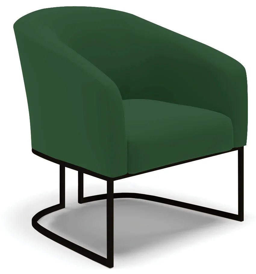 Sofá Namoradeira e Poltrona Base Industrial Preto Stella Veludo D03 - D'Rossi - Verde