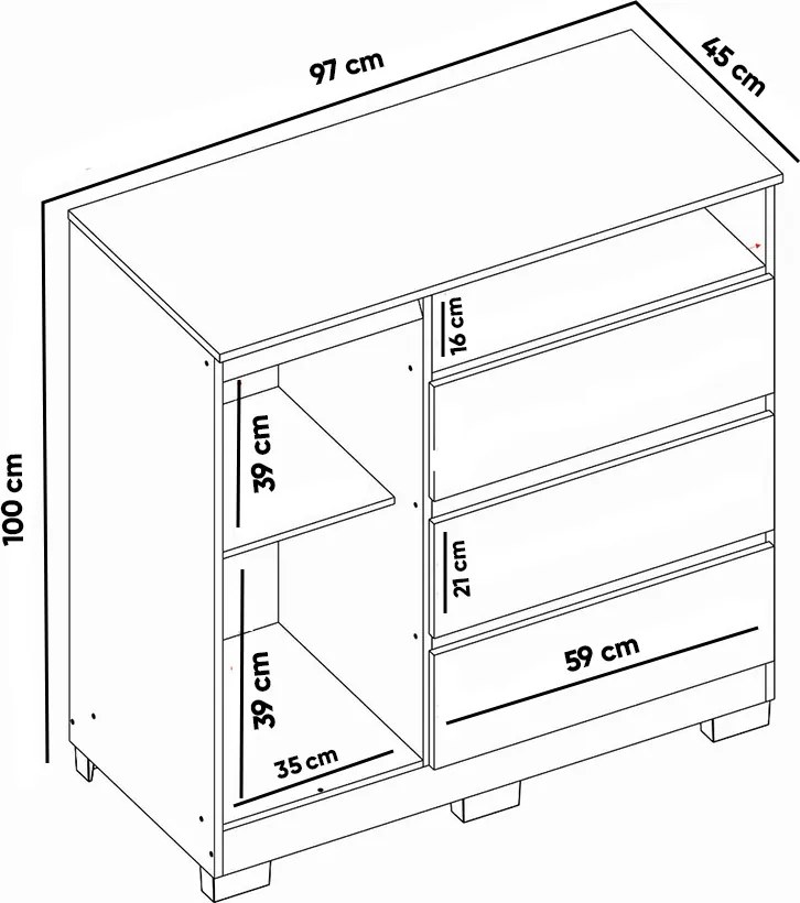 Cômoda Quarto com 1 Porta Sapateira 97cm Tayna Atacama A09 - D'Rossi
