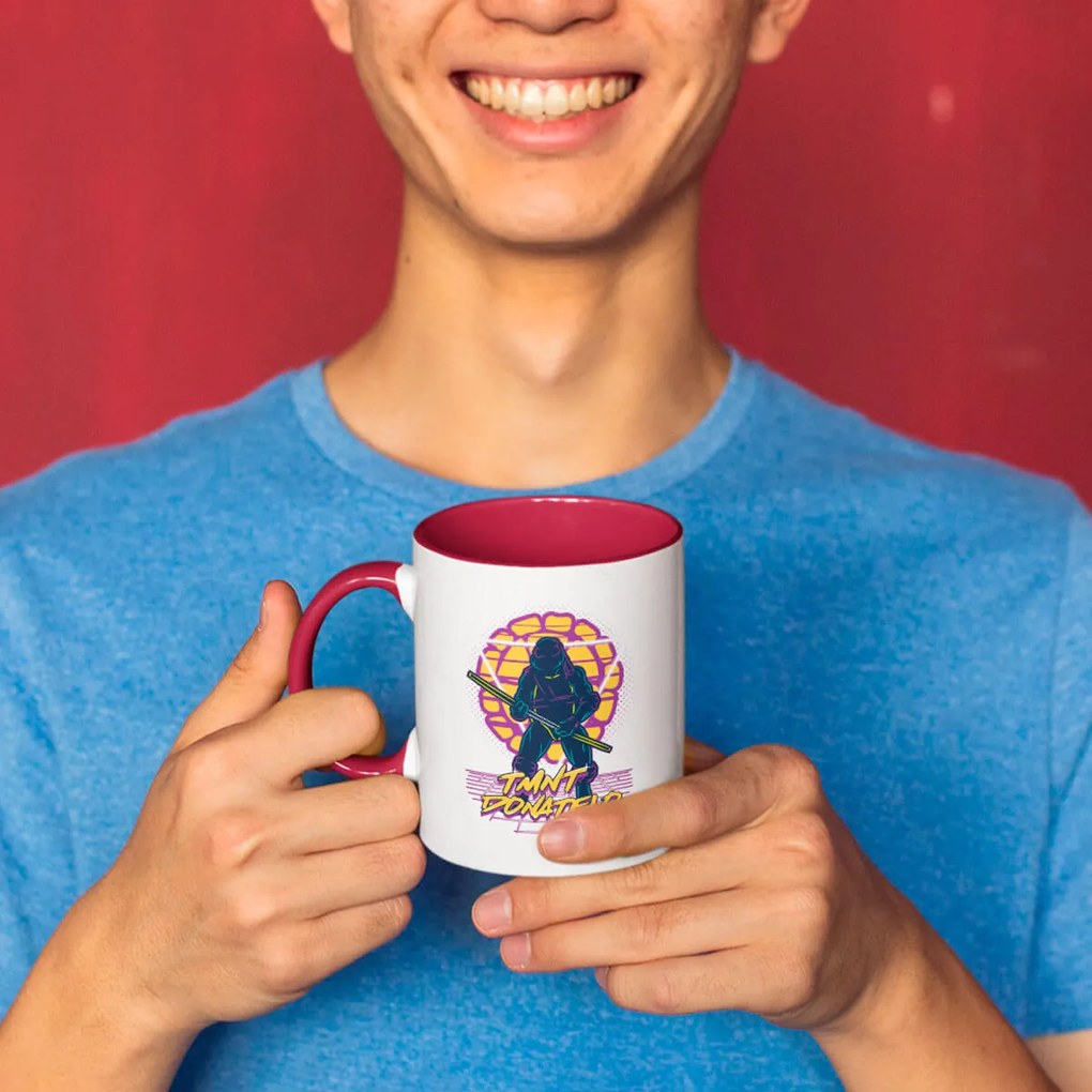 Caneca Tartarugas Ninjas Donatello Geek Nerd Branca com Alça Vinho