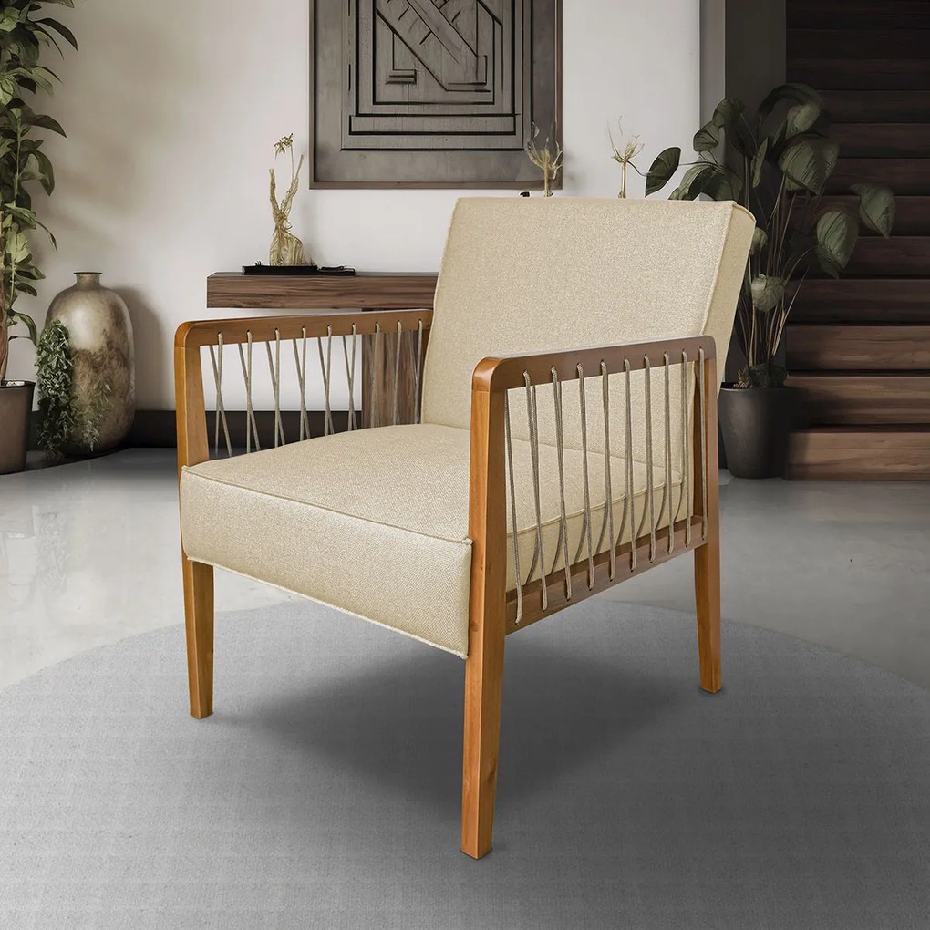 Poltrona Havaí SPZ Decorativa Sala Linho - ADJ Decor