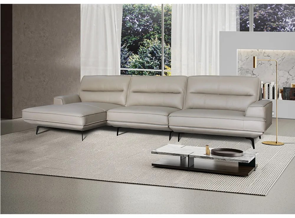 Sofá de Couro Modular Pequim com Chaise
