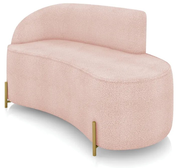 Sofá 2 Lugares Orgânico 140cm Pé Aço Lateral Dourado Morgan Bouclê D03 - D'Rossi - Rose