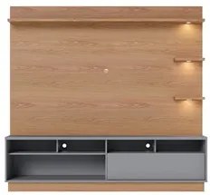 Estante Home Theater para TV 70 Pol. com LED 200cm Amiche C05 Freijó/C