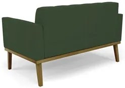 Sofá Namoradeira e 2 Poltronas Base Madeira Castanho Ana Veludo Verde
