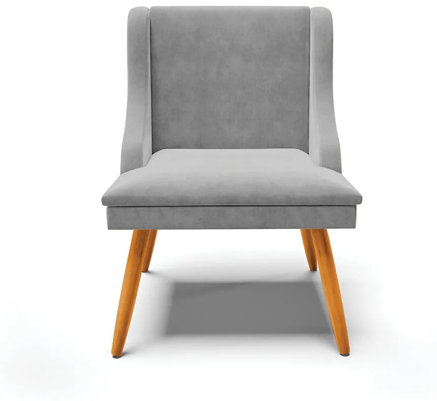 Kit 10 Cadeiras de Jantar Liz Suede Pes Palito Castanho D03 - D'Rossi - Cinza