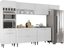 Armário de Cozinha Com Tampo CP06 310cm Pérola Branco Z34     - Mpozen
