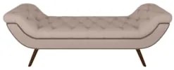 Puff Recamier Calçadeira 160cm Pés Palito Madeira Vêneto Z37 Linho Beg