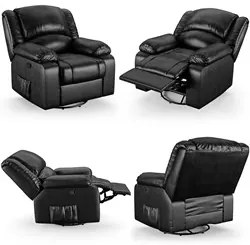 Poltrona do Papai Reclinável Pietra Glider Giratória FH9 PU Preto Bril