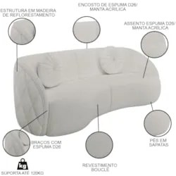 Sofá Decorativo com Almofadas 4 Lugares 318cm Tressê Zion Z32 Linho Cr