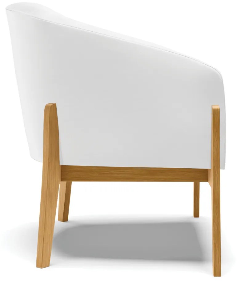 Poltrona Decorativa Base de Madeira Stella Sintético D03 - D'Rossi - Branco