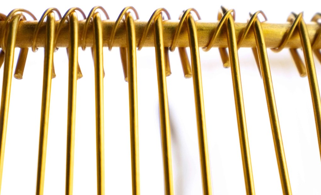 Cesto de Metal Dourado com Alça de Corda 27x36 cm - D'Rossi