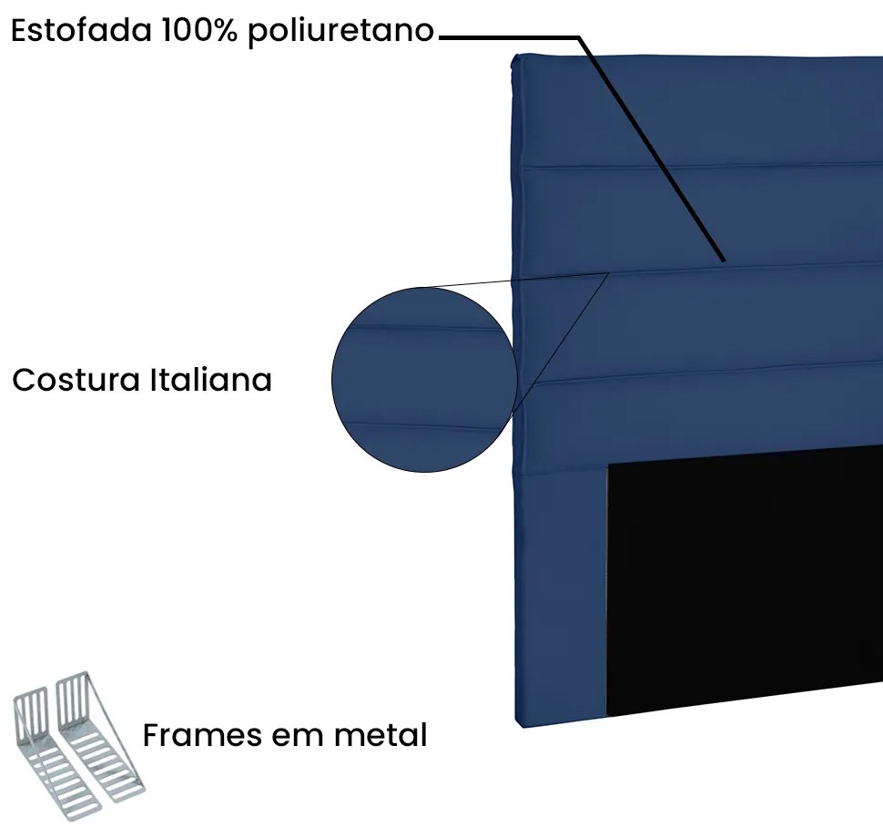 Cabeceira Cama Box Casal 140cm La Italiana Suede Azul Marinho - Sheep Estofados - Azul escuro
