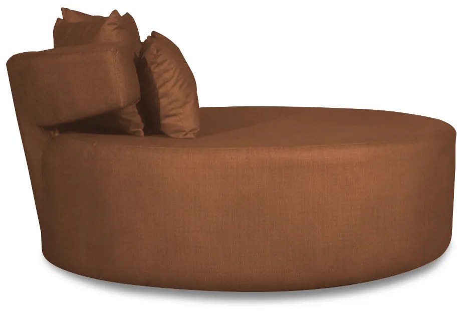 Sofá Chaise Eva Redondo 02 Lugares Suede Telha
