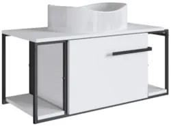 Gabinete Banheiro Suspenso 80cm Cuba Oval Ripy Branco Z54 - Mpozenat