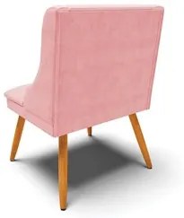 Kit 6 Cadeiras Estofadas para Sala de Jantar Pés Palito Lia Suede Rosa