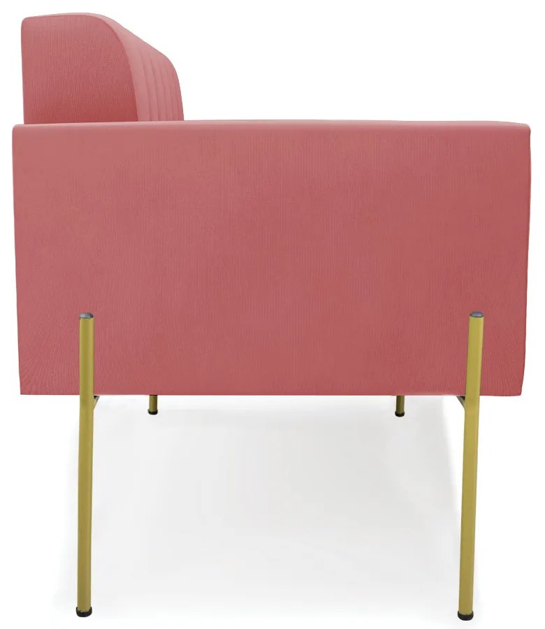 Sofá Namoradeira 2 Lugares Pé de Ferro Dourado Elisa Suede D03 - D'Rossi - Rose