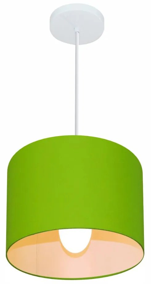 Lustre Pendente Cilíndrico Md-4113 Cúpula em Tecido 30x25cm Verde Limão - Bivolt