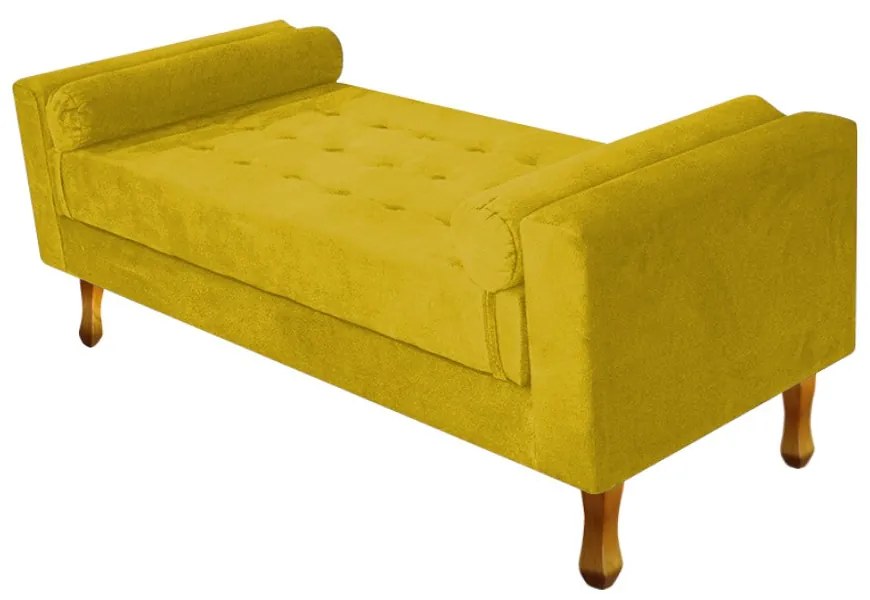 Recamier Félix King Size 195cm Suede Amarelo - ADJ Decor