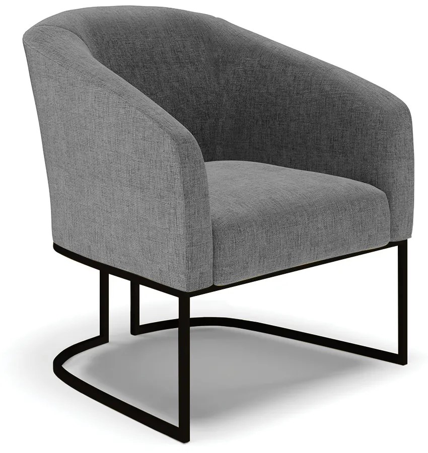 Poltrona Decorativa Industrial Preto Stella Linho Grafite D03 - D'Rossi