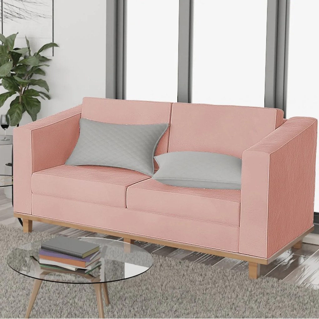 Kit Sofá 2 Lugares e 2 Poltronas Europa Suede Rosê ADJ Decor
