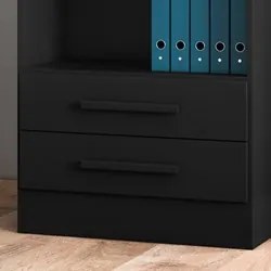 Estante Livreiro 2 Gavetas e 5 Prateleiras Fancy Q01 Preto Fosco - Mpo