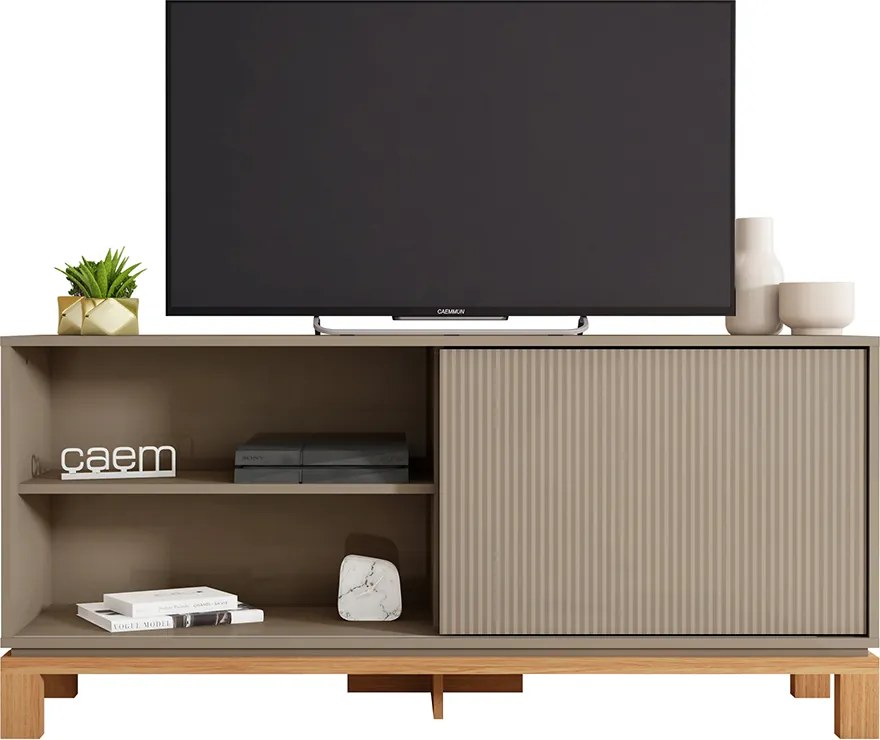 Rack Bancada Tv Para Sala de Estar 136cm Visari C01 - D'Rossi - Marrom/Freijó
