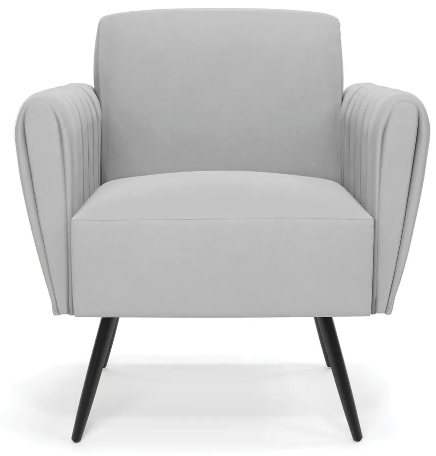 Kit 2 Poltronas Pés Palito de Ferro Bruna Suede D01 - D'Rossi - Cinza